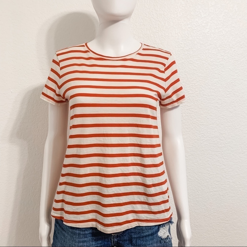 J Crew Size Small Stripe Red White Short Sleeve T Shirt